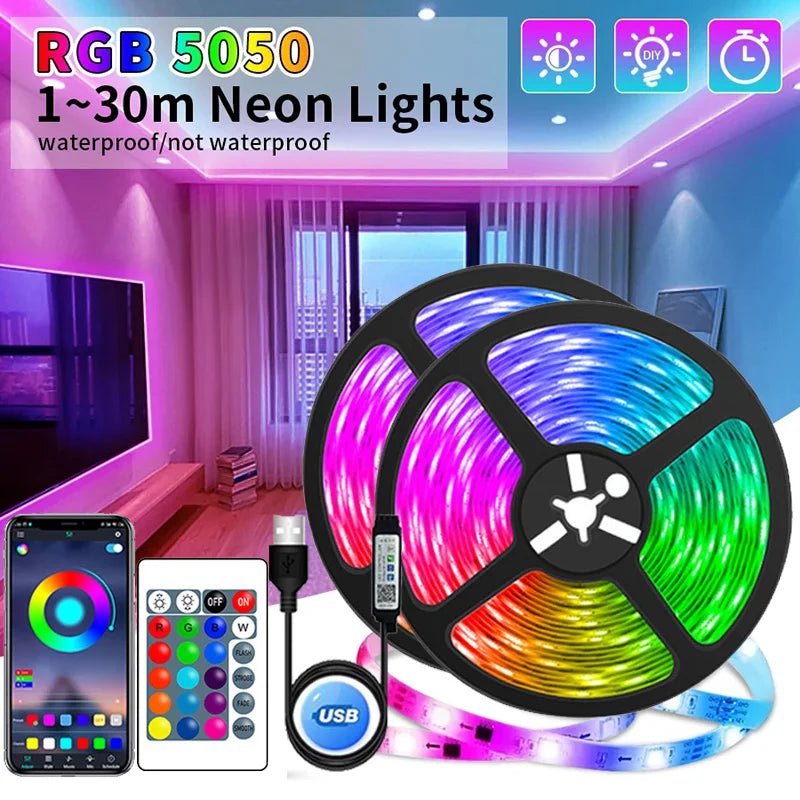 USB LED Strip Lights – RGB Color Changing Flexible Tape with IR Control