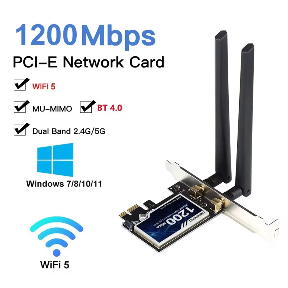 WiFi 6E 5400Mbps Tri Band 2.4G/5G/6Ghz Wireless PCIE Adapter Compatible Bluetooth 5.2 Network WiFi Card For PC Win 10/11 MT7921