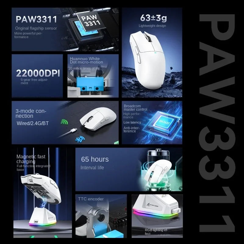 Attack Shark X11 PAW3311 Bluetooth Gaming Mouse