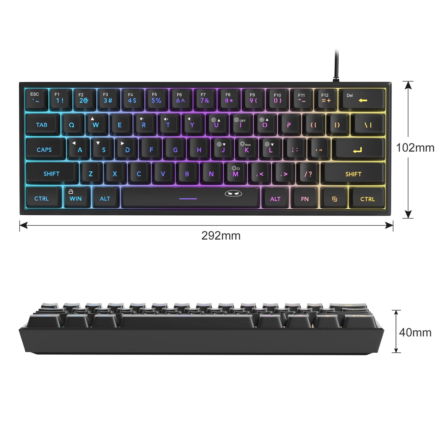 MageGee Mini 60% Gaming Keyboard – RGB Backlit, 61 Keys