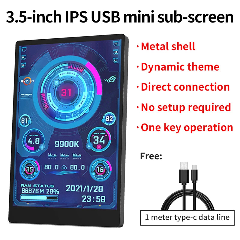 SHCHV Type-C Secondary Monitor – Portable IPS LCD Display for Computers