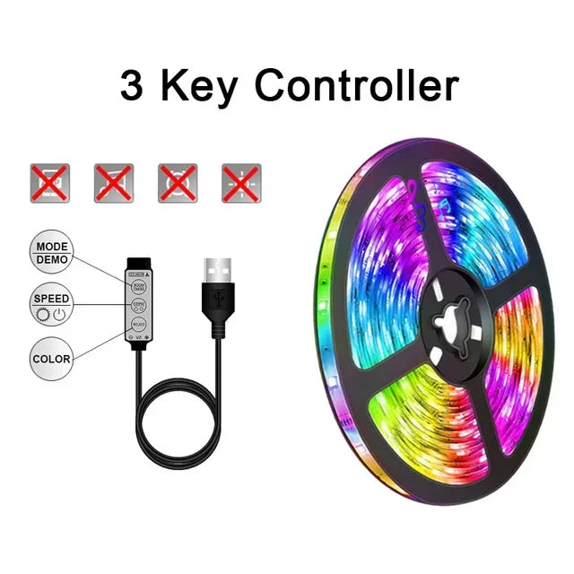 USB LED Strip Lights – RGB Color Changing Flexible Tape with IR Control
