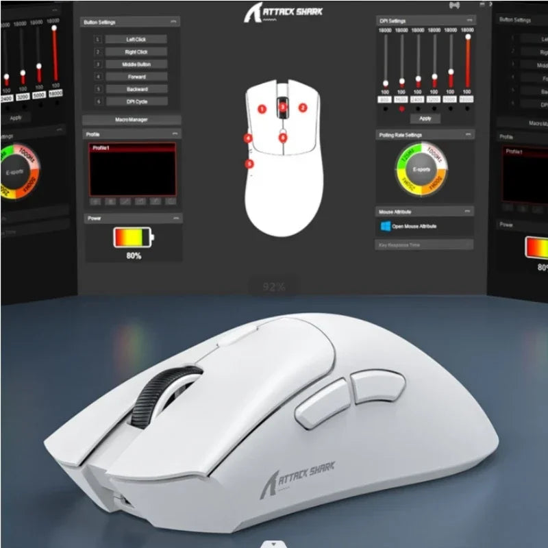 Attack Shark R1 Wireless Gaming Mouse – Bluetooth Connectivity, 18000 DPI, and Macro Support