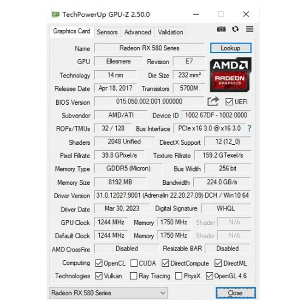 SOYO RX580 8GB Graphics Card – Dual Fan Cooling (Used)
