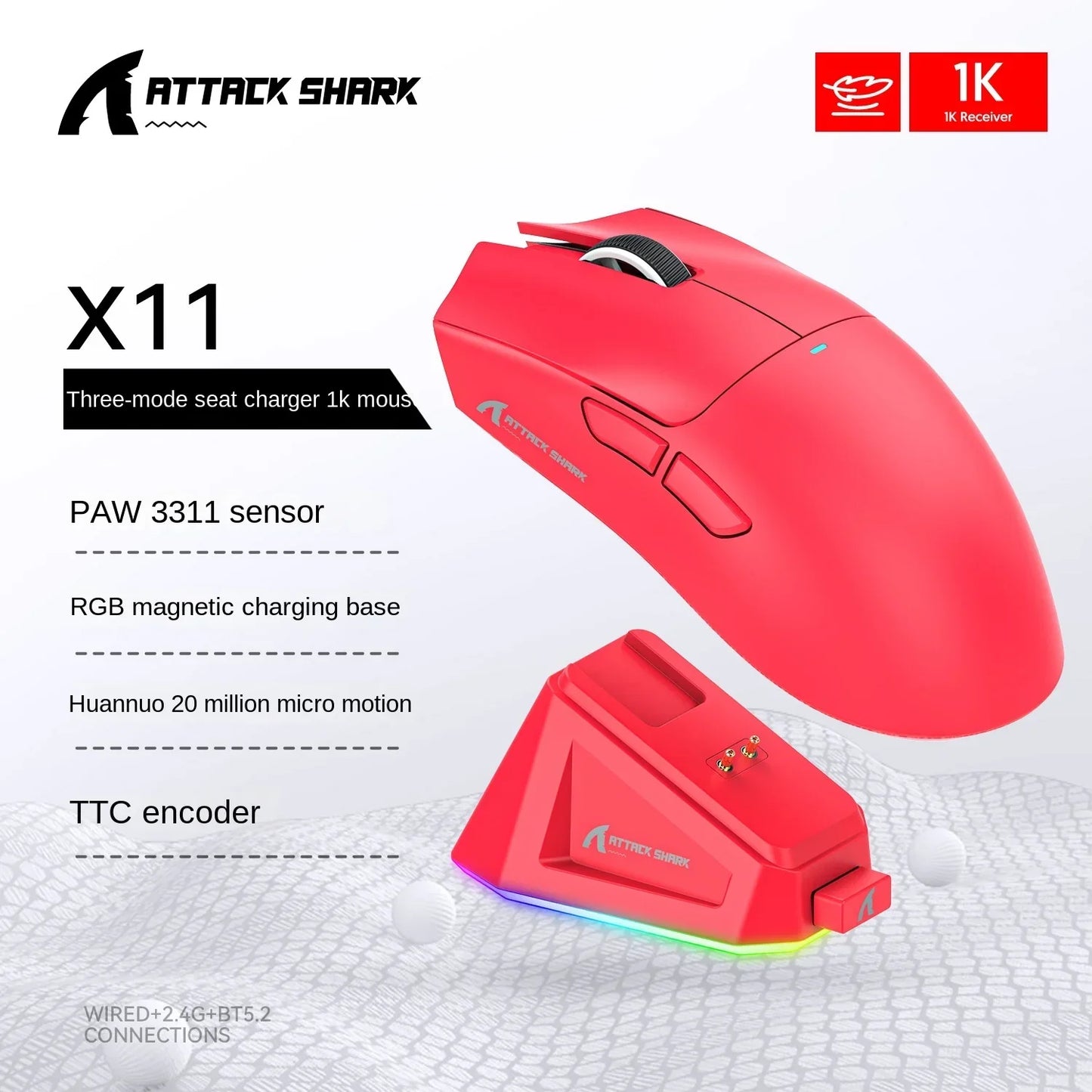 Attack Shark X11 PAW3311 Bluetooth Gaming Mouse