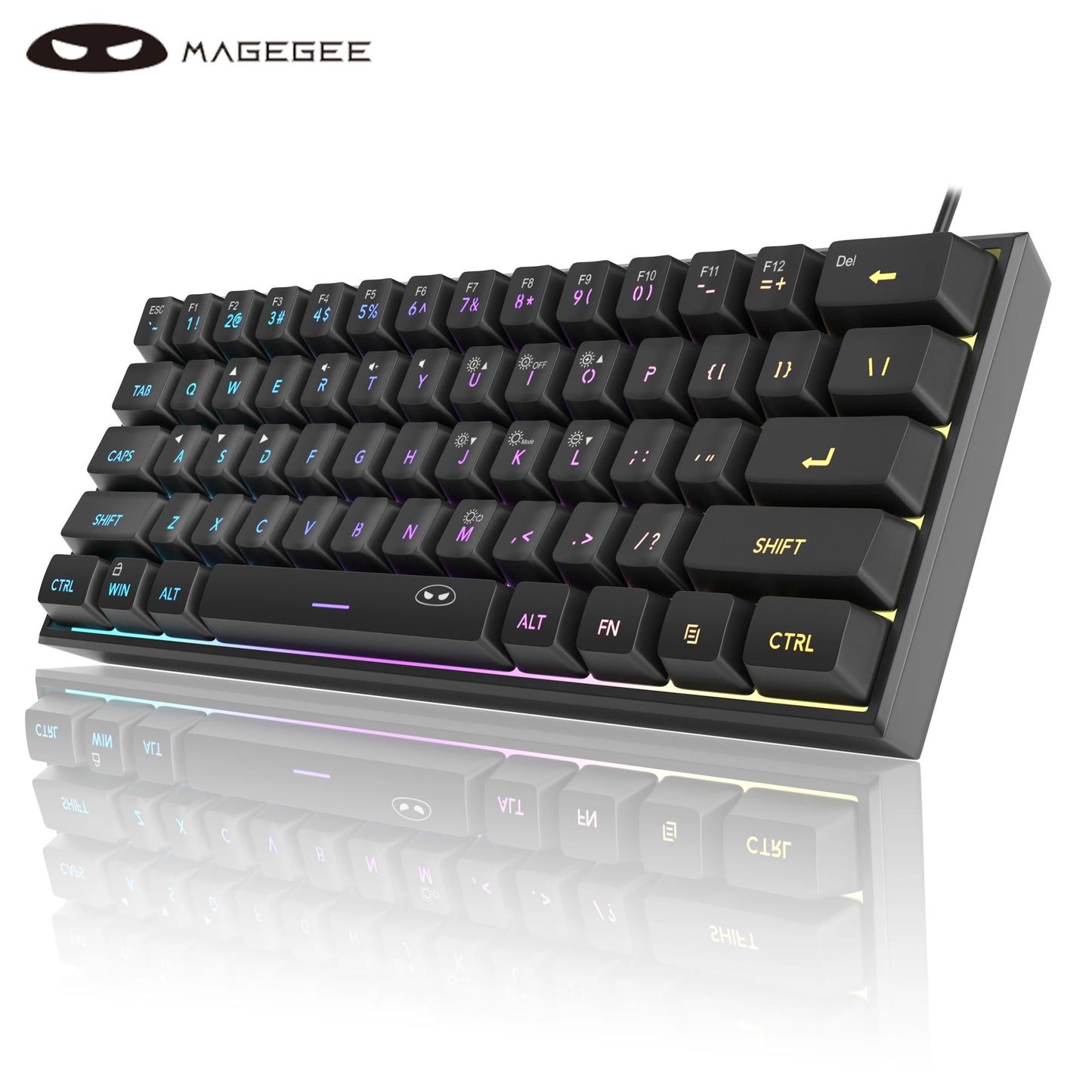 MageGee Mini 60% Gaming Keyboard – RGB Backlit, 61 Keys